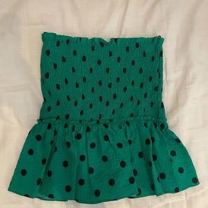 CUTE zara polka dot green peplum top